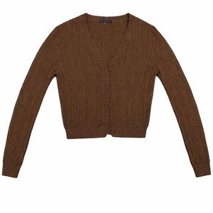 Brandy Melville Brown Cable-Knit V-Neck Cardigan